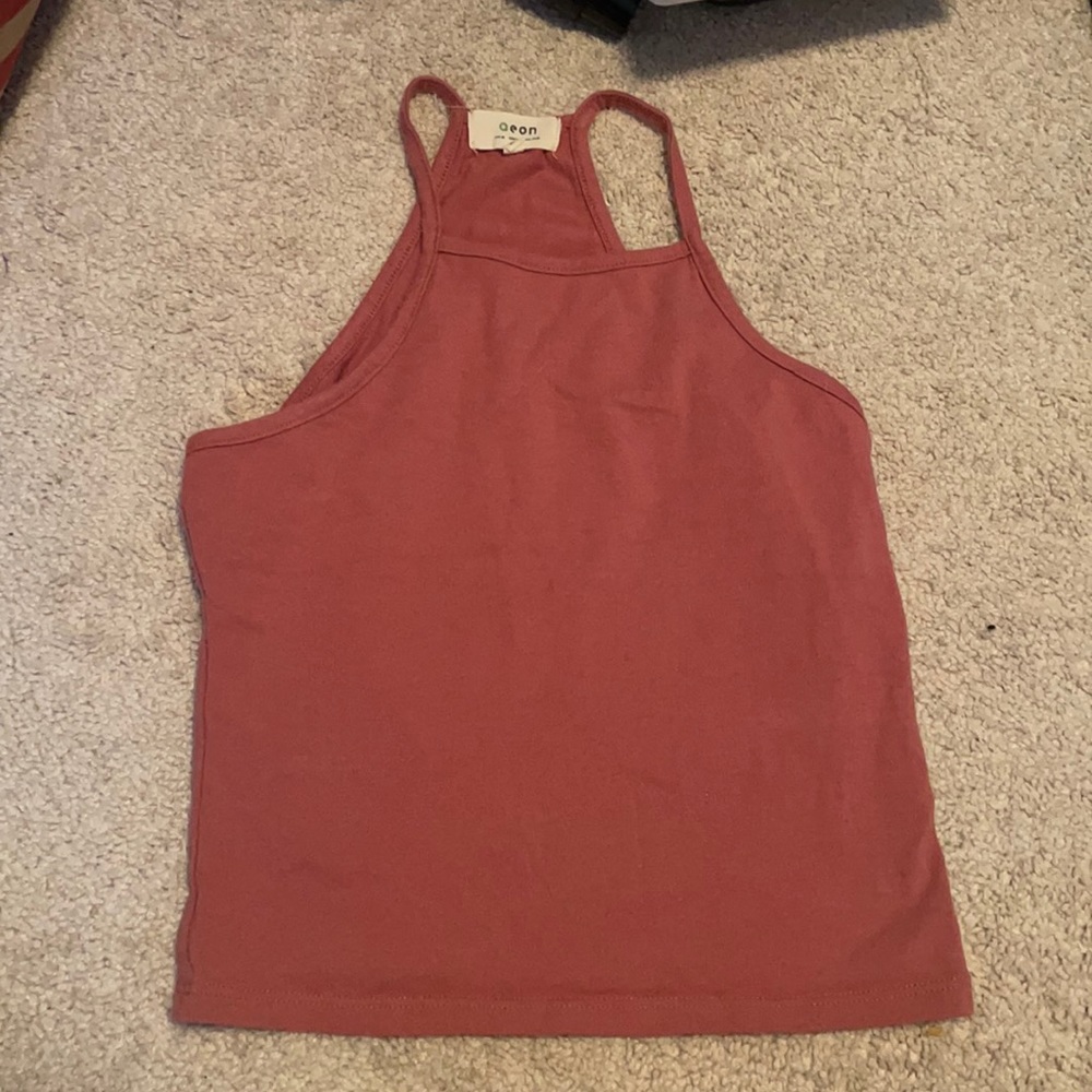 High neck pink tank top